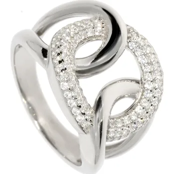 Prsten Zlatnictví Helios Výrazný stříbrný prsten řetěz Velikost: 54