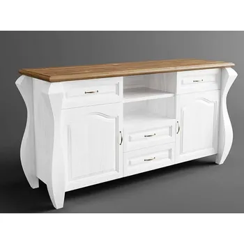 Obývací stěna Rustikální TV stolek AUSTIN Romance FLAMENCO z masivu Barevné provedení: Bílá - hnědá 22-05
