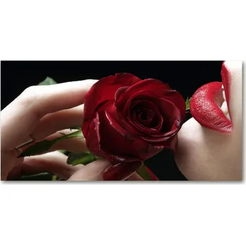 Obraz Foto obraz sklo tvrzené Žena s růži