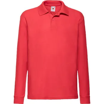 Chlapecká košile Fruit of the Loom Dětská polokošile s dlouhým rukávem 63-201-0 Red 128