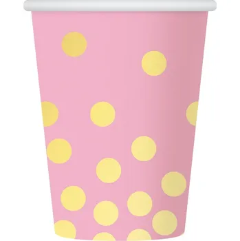 Party dekorace Papírové kelímky zlatorůžové