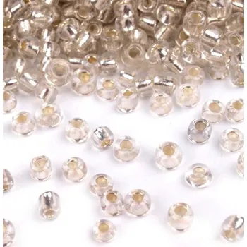 Dětské navlékací korálky Korálky/rokajl s průtahem - stříbrná > (8/0) Ø2,9mm (sáček 30g)