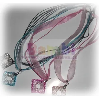 Náhrdelník Náhrdelník s přívěskem - čtverec tyrkysová-stříbrná