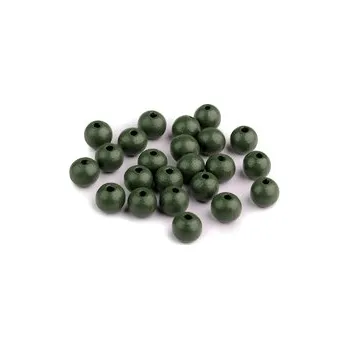 Dětské navlékací korálky Dřevěné korálky Ø 10 mm - tmavá khaki zelená