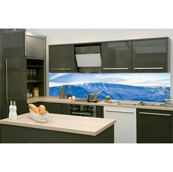 Fototapeta DIMEX | Fototapeta do kuchyně Reykjavík KI-260-120 | 260 x 60 cm | modrá, bílá + Samolepicí fototapeta za kuchyňskou linku DIMEX Reykjavík v šíři 260 cm