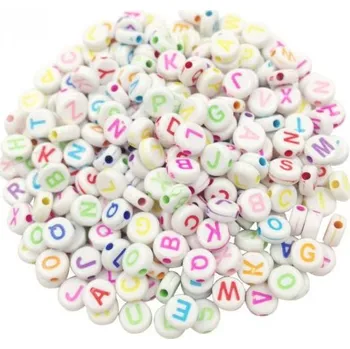 Dětské navlékací korálky Korálky s písmenky - bílá/barevná > Ø6mm (sáček 50g)