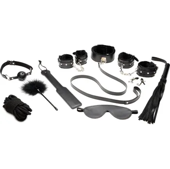 Master Series Hook Up 10-Piece Plush Bondage Set Black