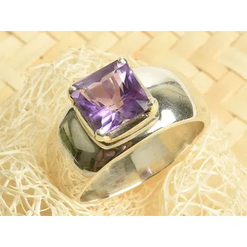 Prsten Prsten ametyst brus čtverec vel.55 Ag 925/1000 7,1g
