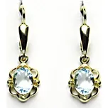 Zlaté náušnice, přírodní topaz sky, žluté zlato, NK 1140/20