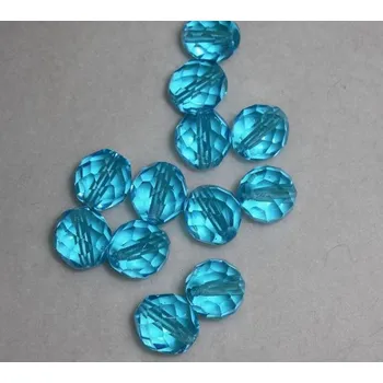 Dětské navlékací korálky Korálky broušené/ohňovky - modrá tyrkys > Ø10mm (10 kusů)