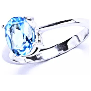 Prsten Stříbrný prsten, přírodní topaz sky, prstýnek ze stříbra, T 1245 , 8 x 6 mm