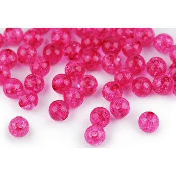 Dětské navlékací korálky Plastové korálky kraklované - růžovočervená > Ø8mm (50ks)