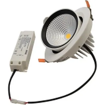 Bodové svítidlo Tracon DLCOBA35WW Podhledové kulaté LED svítidlo, polohovatelné, série DLCOB a 230 V, 50 Hz, 35 W, 3250 lm, 2700 K, EEI=F (Tracon DLCOBA35WW)