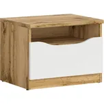 NUIS noční stolek KOM1S, dub wotan/bílý lesk