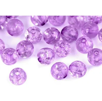 Dětské navlékací korálky Plastové korálky kraklované - fialová světlá > Ø8mm (50ks)