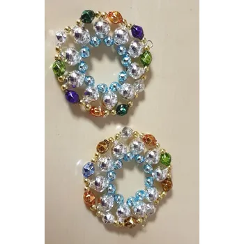 Vánoční dekorace Vánoční věneček z dutých perlí Ø 6cm - barevný (2 kusy)