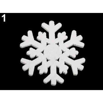 Dekorace - dřevěná vločka bílá, šedá, přírodní Ø 36 mm Barva: bílá