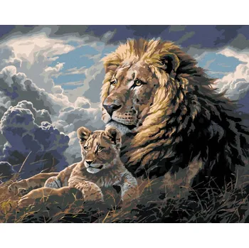 Recenze Zuty Lev s mládětem a mraky 40 x 50 cm bez rámu