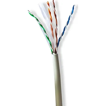 Síťový kabel Nedis měděný nestíněný síťový kabel U/UTP Cat6 lanko LSZH šedý, 305 m (CCBG8525GY305)