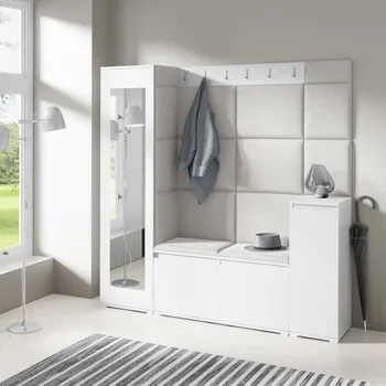 Předsíňová stěna Eka Předsíňová stěna s čalouněnými panely Trinity 28 - Bílá / Krémová bílá 2301