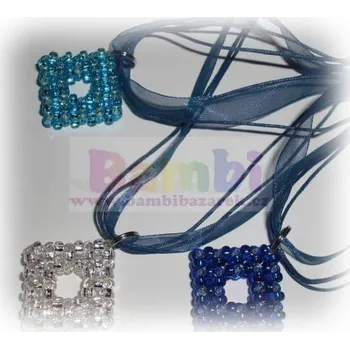 Náhrdelník Náhrdelník s přívěskem - čtverec modrá tmavá