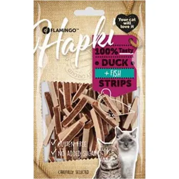 Pro kočku FLAMINGO Hapki Cat Duck & Cod Strips 85g