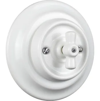 Elektrická zásuvka Elhard KV5105W Keramik vypínač č.5 - kulatý, otočný, bílý - komplet