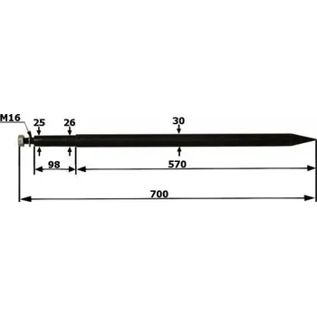 Posilovač řízení Zub Přímého Nakladače 700mm M16x1,5 C-330 C-360 MZR 27577