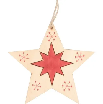 Vánoce Dřevěná hvězda na zavěšení 11 cm, přírodní 5423