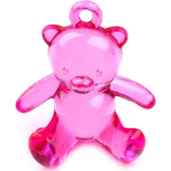 Přívěsek Přívěsek plastový - medvídek růžový 20x25mm