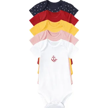 Kojenecký body lupilu® Dětské body s krátkými rukávy BIO, 5 kusů (62/68, bílá/žlutá/červená/růžová/námořnická modrá)