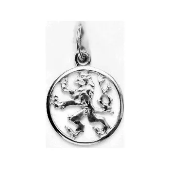 Přívěsek Stříbrný přívěsek Český lev - P465 (Stříbrný Český lev v kruhu)
