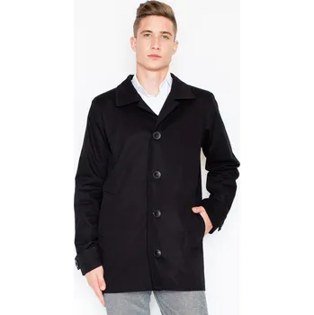 Pánský kabát na knoflíky V028 VISENT Barva: Černá, Velikost: XL