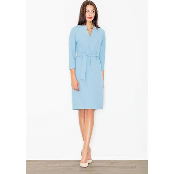 Dámské šaty Elegantní jednoduché šaty s výstřihem do V M526 FIGL Barva: Modrá, Velikost: L