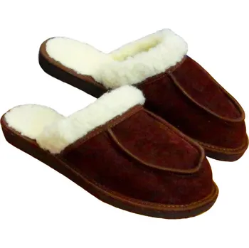 Dámská obuv Ovčí Věci Dámské kožené pantofle Pardály s ovčí vlnou merino hnědá, Velikost EU 39