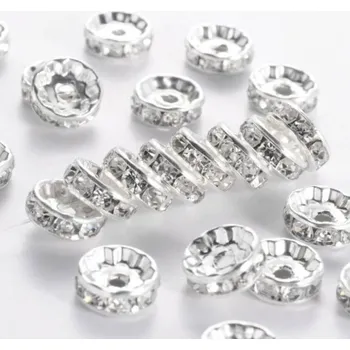 Šatonová rondelka - crystal-stříbrná Ø8mm