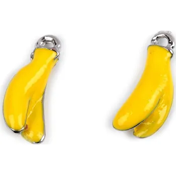 Kovový přívěsek / taháček na zip banány, víno, jahody, barva 1 žlutá banán