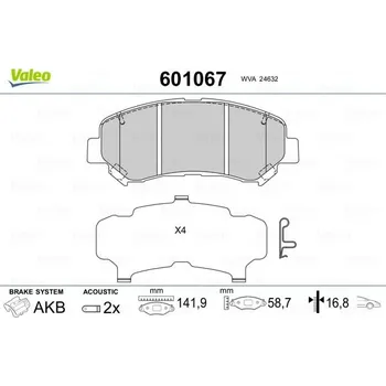 Brzdová destička Sada brzdových destiček, kotoučová brzda VALEO 601067