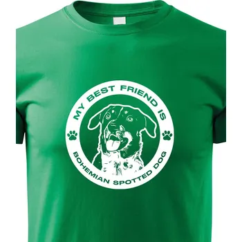 Chlapecké tričko Dětské tričko Český strakatý pes kulatý motiv, Barva Zelená, Velikost 122 cm/6 roků, Canvas Dětské tričko 1290