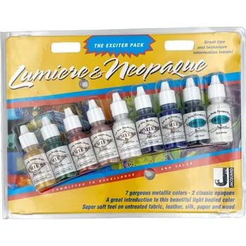 Speciální výtvarná barva Jacquard Sada barev na textil Lumiere a Neopaque