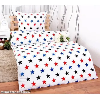 Povlečení POVLEČENÍ MIKROFLANEL * plyš HVĚZDY NA BÍLÉM
