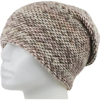 Čepice Dámská pletená zimní čepice WROBI - melír hnědé barvy 7100388