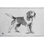 Lapuan Kankurit Lněná utěrka Koira 46x70, šedo-černá