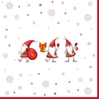 Papírový ubrousek Easy Life, Itálie Easy Life - Papírový ubrousek Christmas Gnomes 20 ks - 33*33 cm Velikost: 33x33