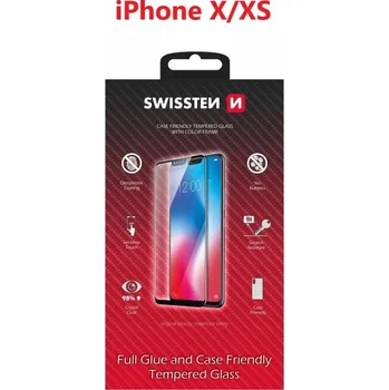 SKLO SWISSTEN FULL GLUE, COLOR FRAME, CASE FRIENDLY PRO APPLE IPHONE X/XS ČERNÉ