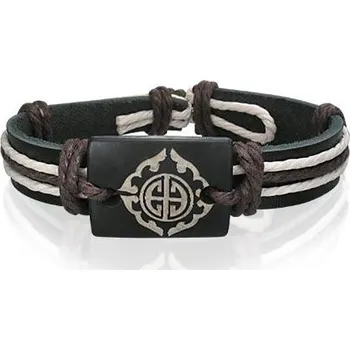 Kožený náramek s ornamentem (hnědý)