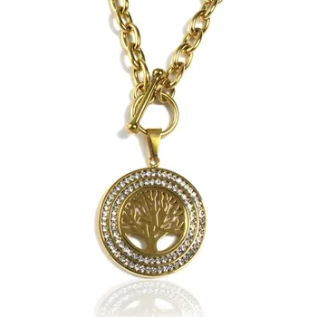 Náhrdelník Dámský náhrdelník z chirurgické oceli strom života GOLD S023160