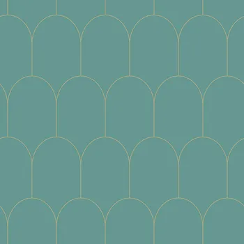 Tapeta Tyrkysová vliesová tapeta, geometrický obloukový vzor 139204, Art Deco, Esta
