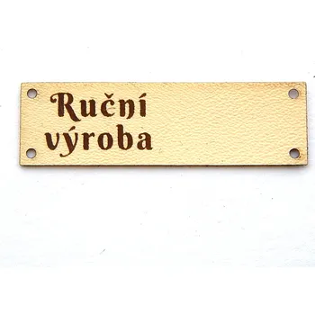 Nášivka N129, Nášivky, RUČNÍ VÝROBA, EKO kůže světlá, 53x16mm , 1ks