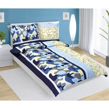 Povlečení Bellatex Povlečení krepové Modré puzzle - 140x200, 70x90 cm